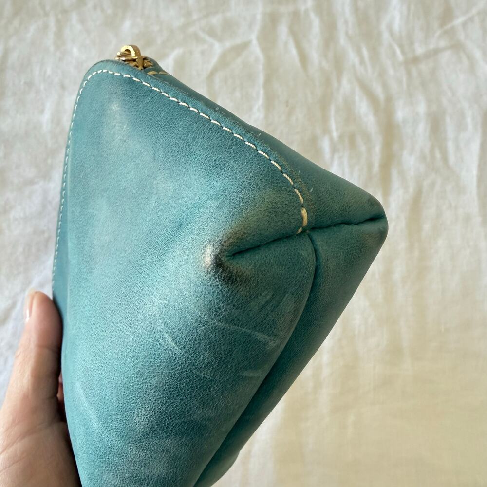 Portland Leather Goods | Aqua Blue Full Grain Luna Leather Pouch Small - Picture 4 of 8